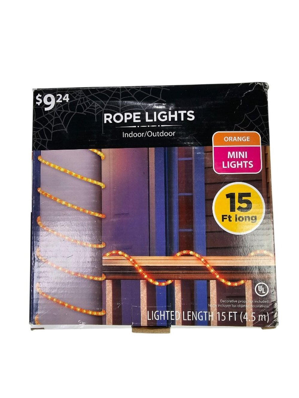 Orange Rope Lights 15ft NEW Indoor/Outdoor Halloween Decorative Lighting Walmart